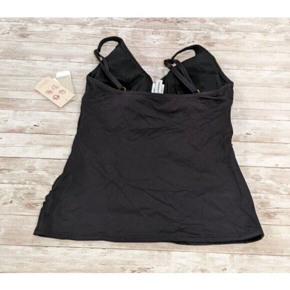 Tommy Bahama Womens Size Small Black Pearl Over The Shoulder V Neck Tankini Top - Picture 5 of 13